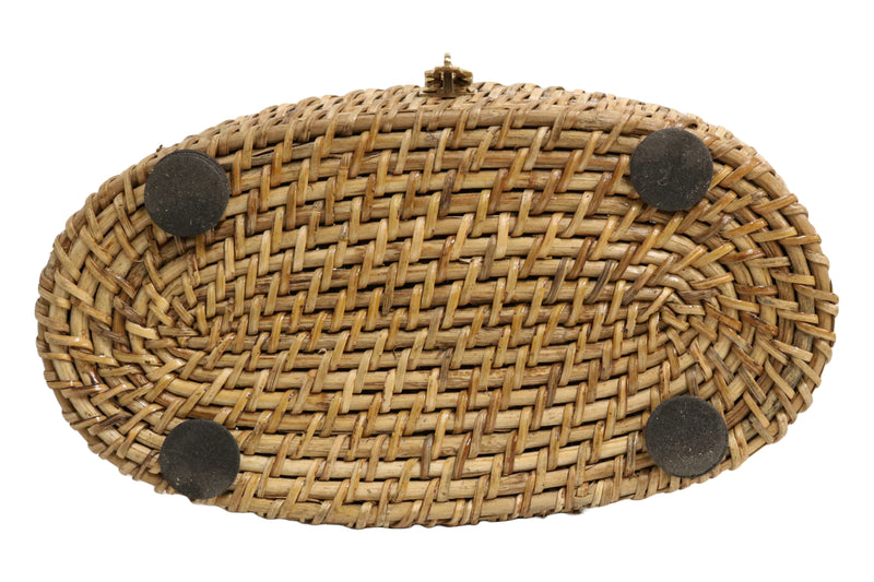 Home&Manor 10" Oval Wicker Lidded Box