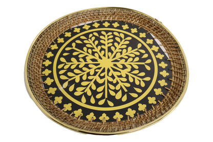 Home&Manor 16" Wicker Basket with Hand Painted Base