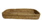 Home&Manor 15" Large Rectangular Brass Bordered Rattan Tray