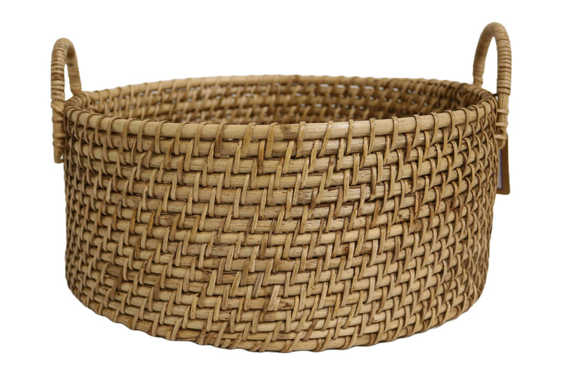 Home&Manor 14" Rattan Oval Tray with Handles