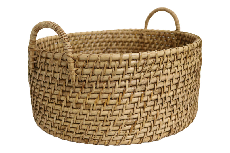 Home&Manor 14" Rattan Oval Tray with Handles