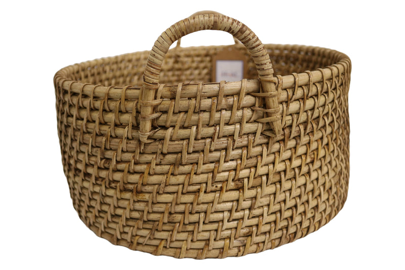 Home&Manor 14" Rattan Oval Tray with Handles