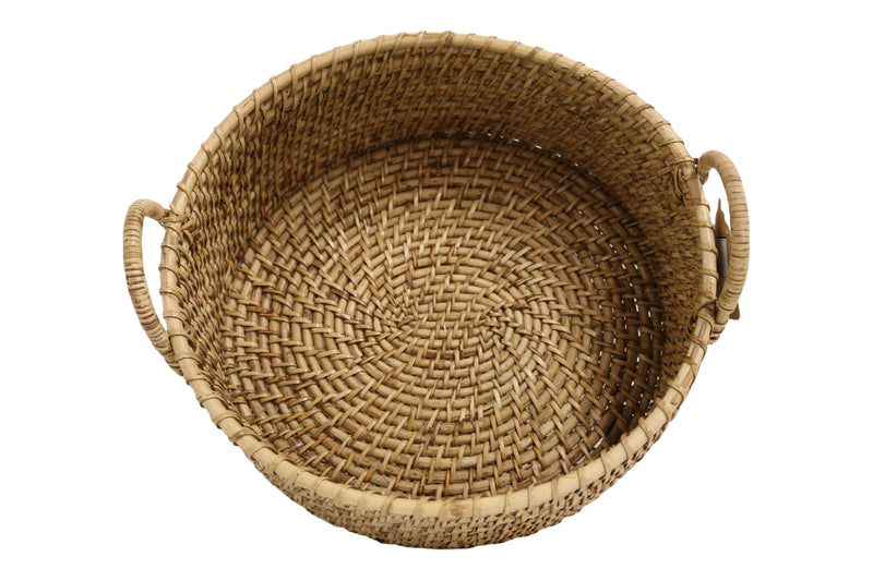 Home&Manor 14" Rattan Oval Tray with Handles