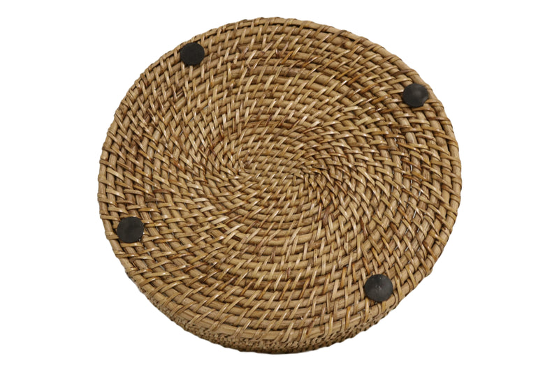 Home&Manor 14" Rattan Oval Tray with Handles