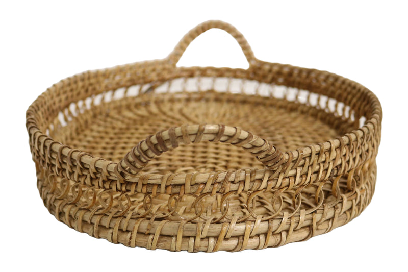 Home&Manor 16" Rattan Oval Tray with Handles