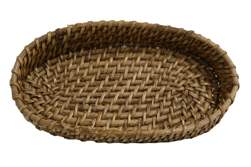 Home&Manor 9" Rattan Oval Tray