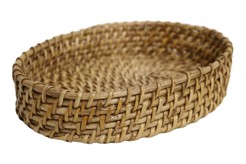 Home&Manor 9" Rattan Oval Plain Tray