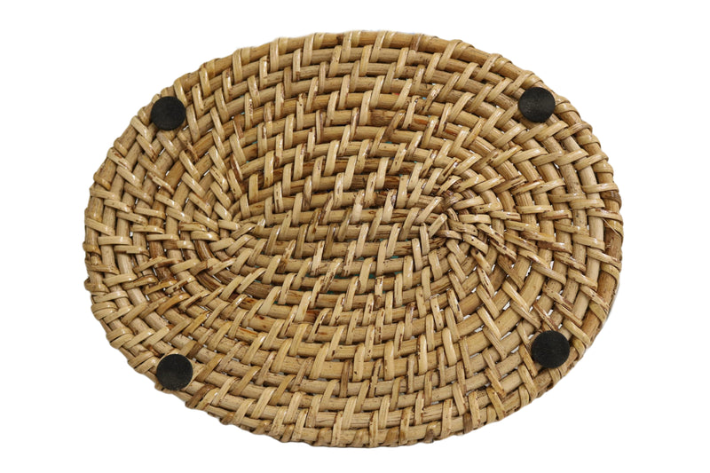 Home&Manor 9" Rattan Oval Plain Tray