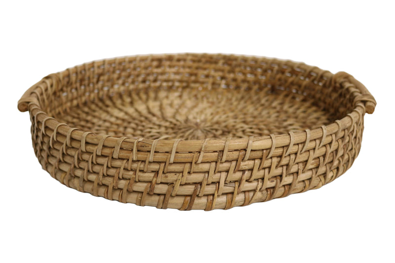 Home&Manor 12" Rattan Round Tray