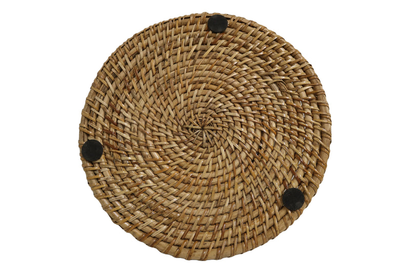 Home&Manor 12" Rattan Round Tray