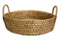 Home&Manor 14" Rattan Round Tray with Handles