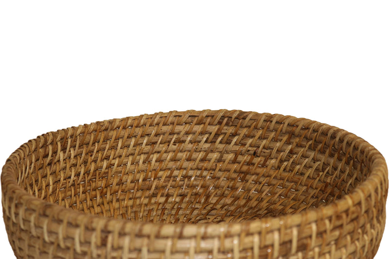 Home&Manor 12" Rattan Round Deep Tray