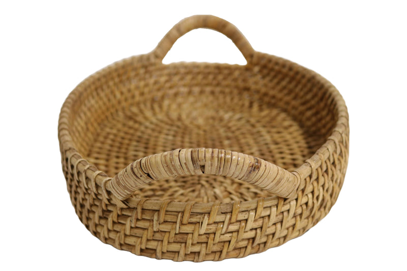 Home&Manor 13" Medium Rattan Double Handled Tray