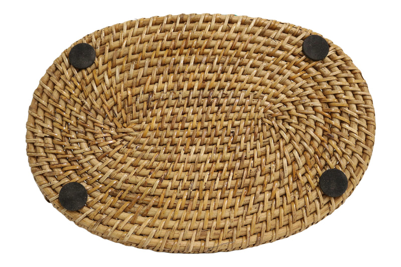 Home&Manor 13" Medium Rattan Double Handled Tray