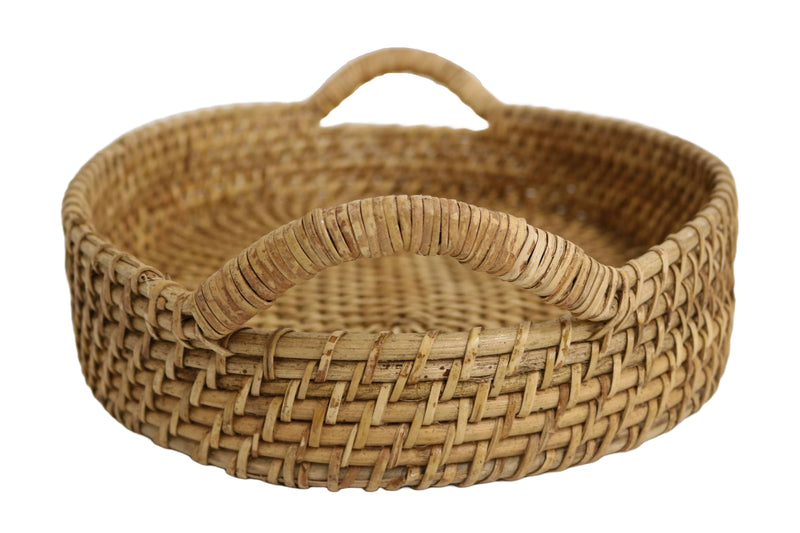 Home&Manor 15" Large Rattan Double Handled Tray