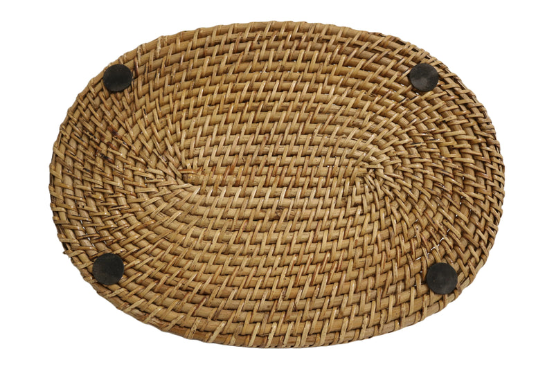 Home&Manor 15" Large Rattan Double Handled Tray