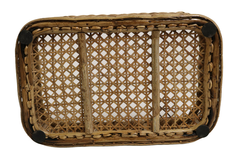 Home&Manor 14" Rattan Rectangular Tray with Handles