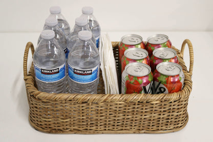 Home&Manor 14" Rattan Rectangular Tray with Handles