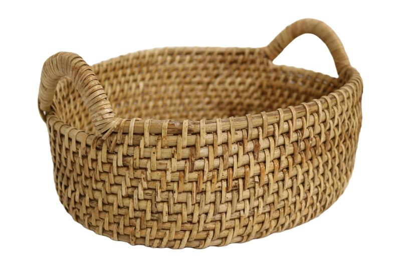 Home&Manor 12" Rattan Double Handle Tray