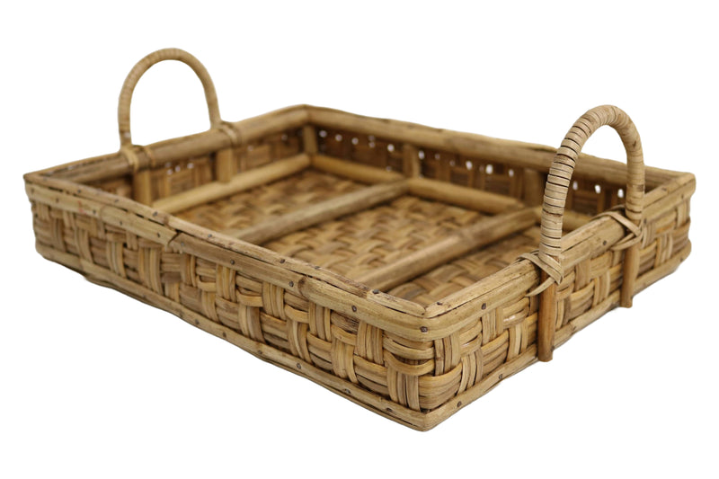 Home&Manor 13" Rattan Tray with Handles