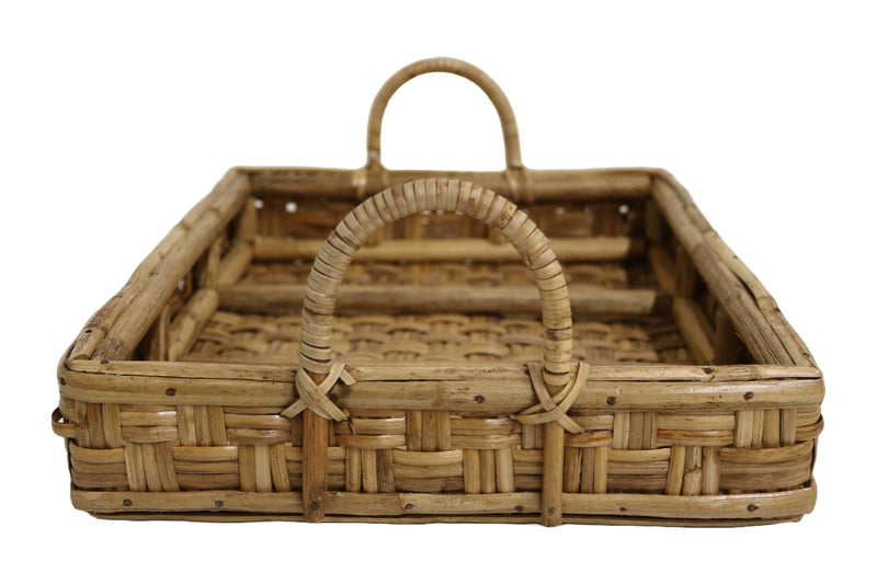 Home&Manor 13" Rattan Tray with Handles