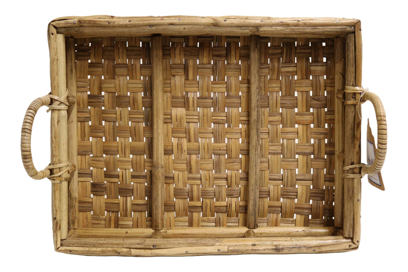 Home&Manor 13" Rattan Tray with Handles