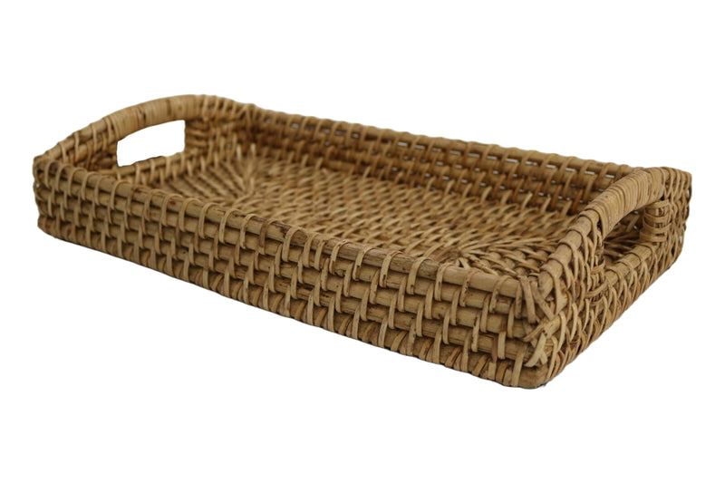 Home&Manor 14" Rattan Tray with Handles