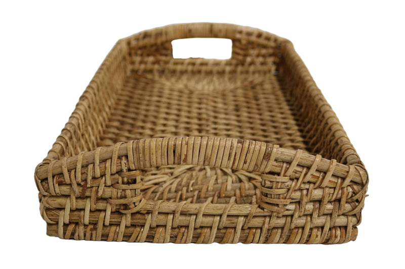 Home&Manor 14" Rattan Tray with Handles