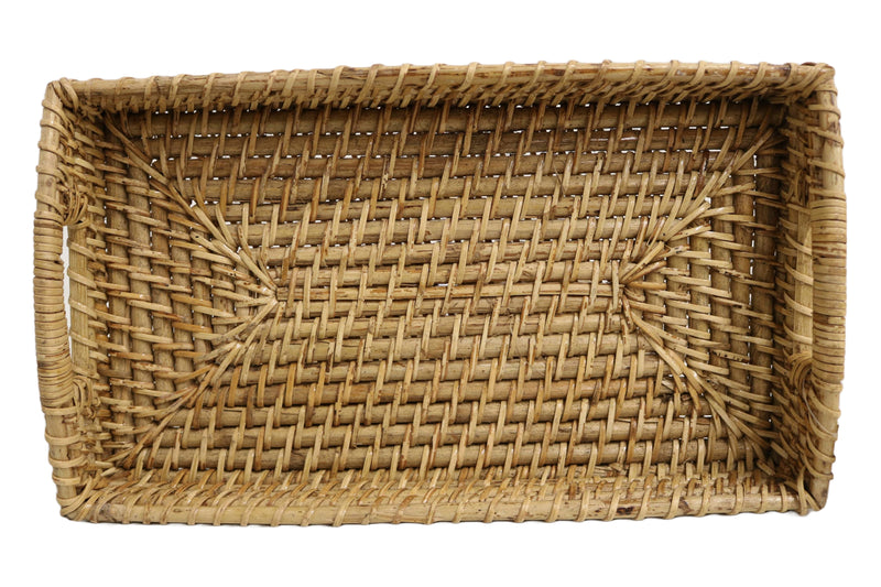 Home&Manor 14" Rattan Tray with Handles