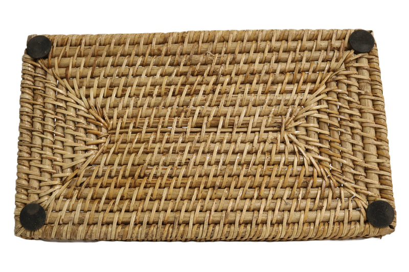 Home&Manor 14" Rattan Tray with Handles