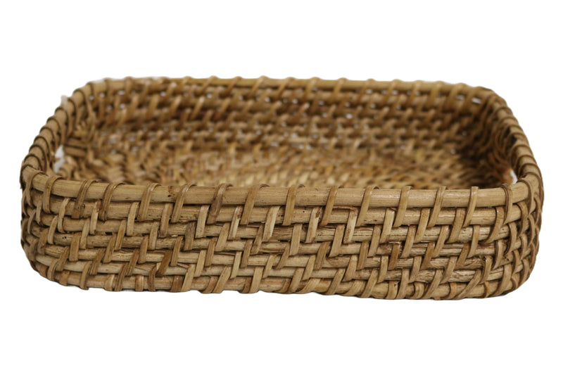 Home&Manor 9" Rattan Rectangle Tray