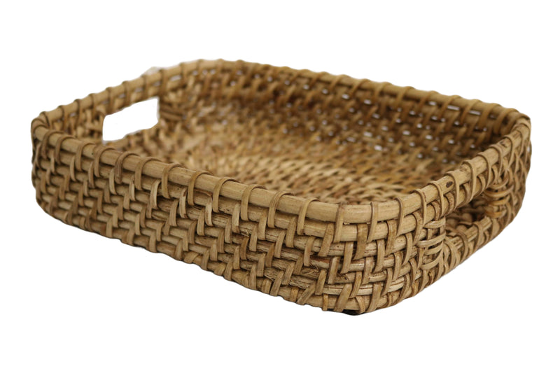 Home&Manor 9" Rattan Rectangle Tray