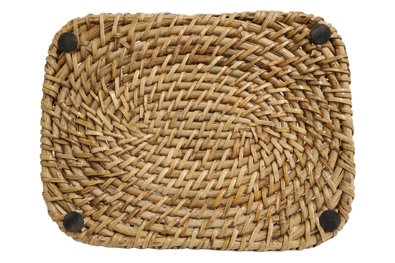 Home&Manor 9" Rattan Rectangle Tray