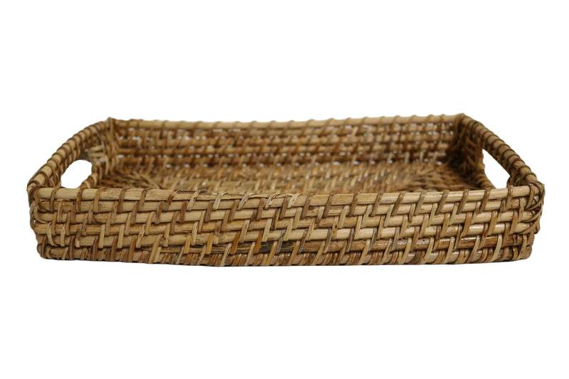 Home&Manor 14" Rattan Rectangle Tray