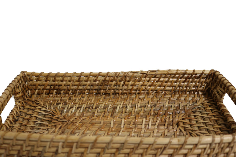 Home&Manor 14" Rattan Rectangle Tray