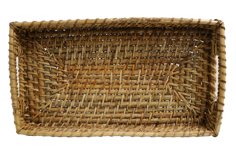 Home&Manor 14" Rattan Rectangle Tray