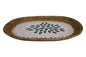 Home&Manor 16" Rattan Oval Tray with Mosaic Wooden Base