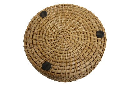 Home&Manor 10" Rattan Brass Knob Box