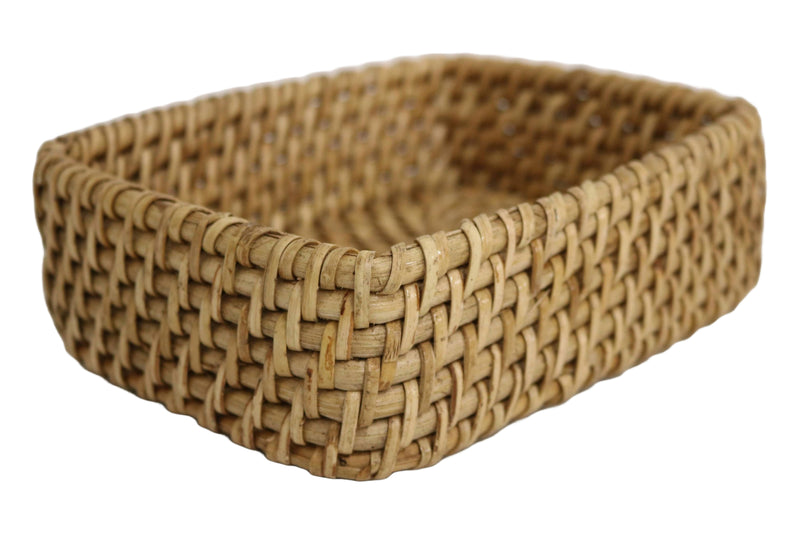 Home&Manor 7.5" Rattan Rectangular Deep Tray Small