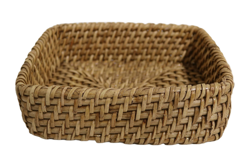 Home&Manor 7.5" Rattan Rectangular Deep Tray Small