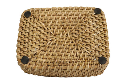 Home&Manor 7.5" Rattan Rectangular Deep Tray Small
