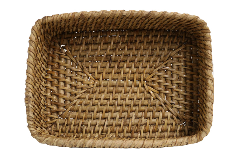 Home&Manor 9" Rattan Rectangular Deep Tray Medium