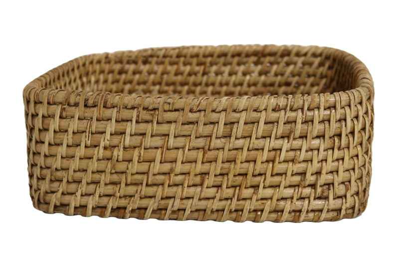 Home&Manor 10" Rattan Rectangular Deep Tray Large