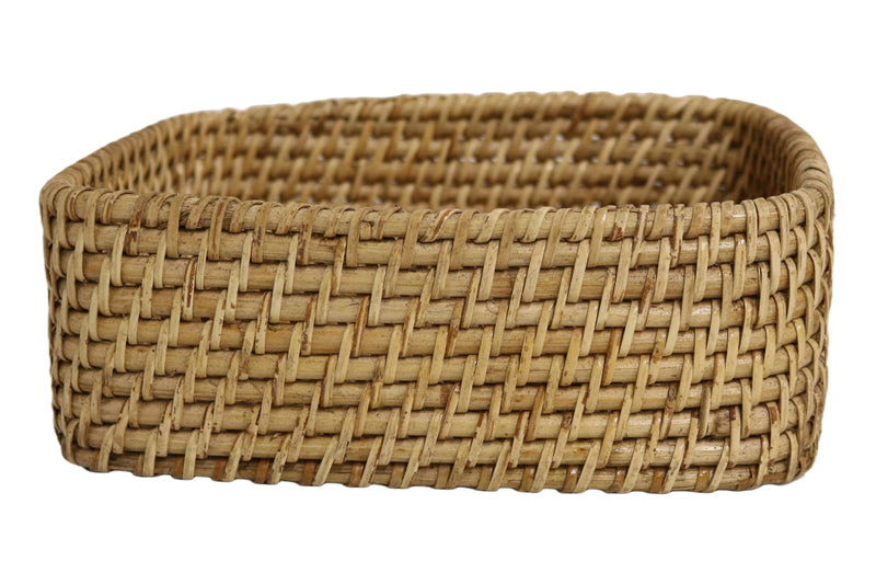 Home&Manor 10" Rattan Rectangular Deep Tray Large