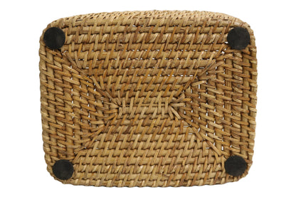 Home&Manor 10" Rattan Rectangular Deep Tray Large