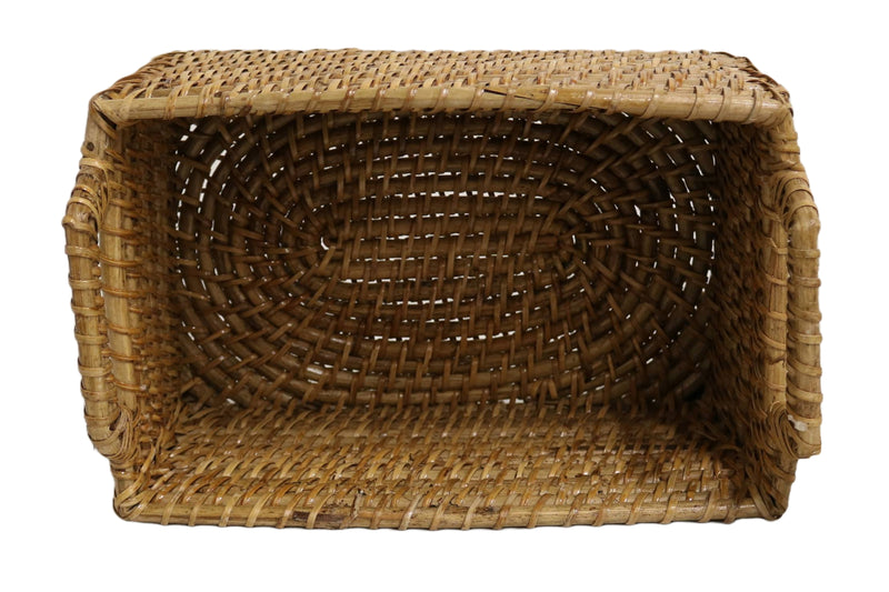 Home&Manor 12" Rattan Rectangular Deep Basket with Handles