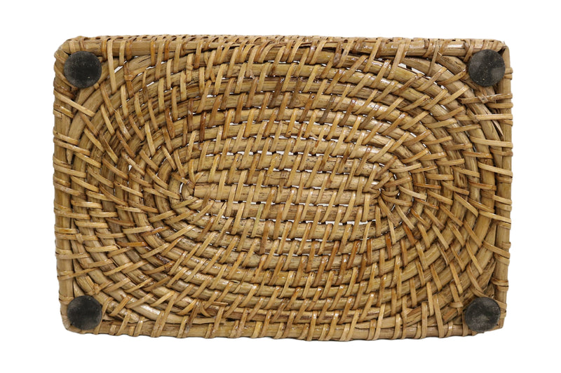 Home&Manor 12" Rattan Rectangular Deep Basket with Handles