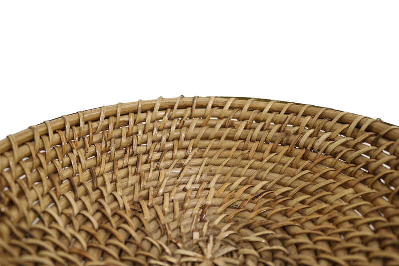 Home&Manor 9.5" Rattan Hammered Brass Rim Basket