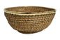 Home&Manor 12" Rattan Hammered Brass Rim Basket