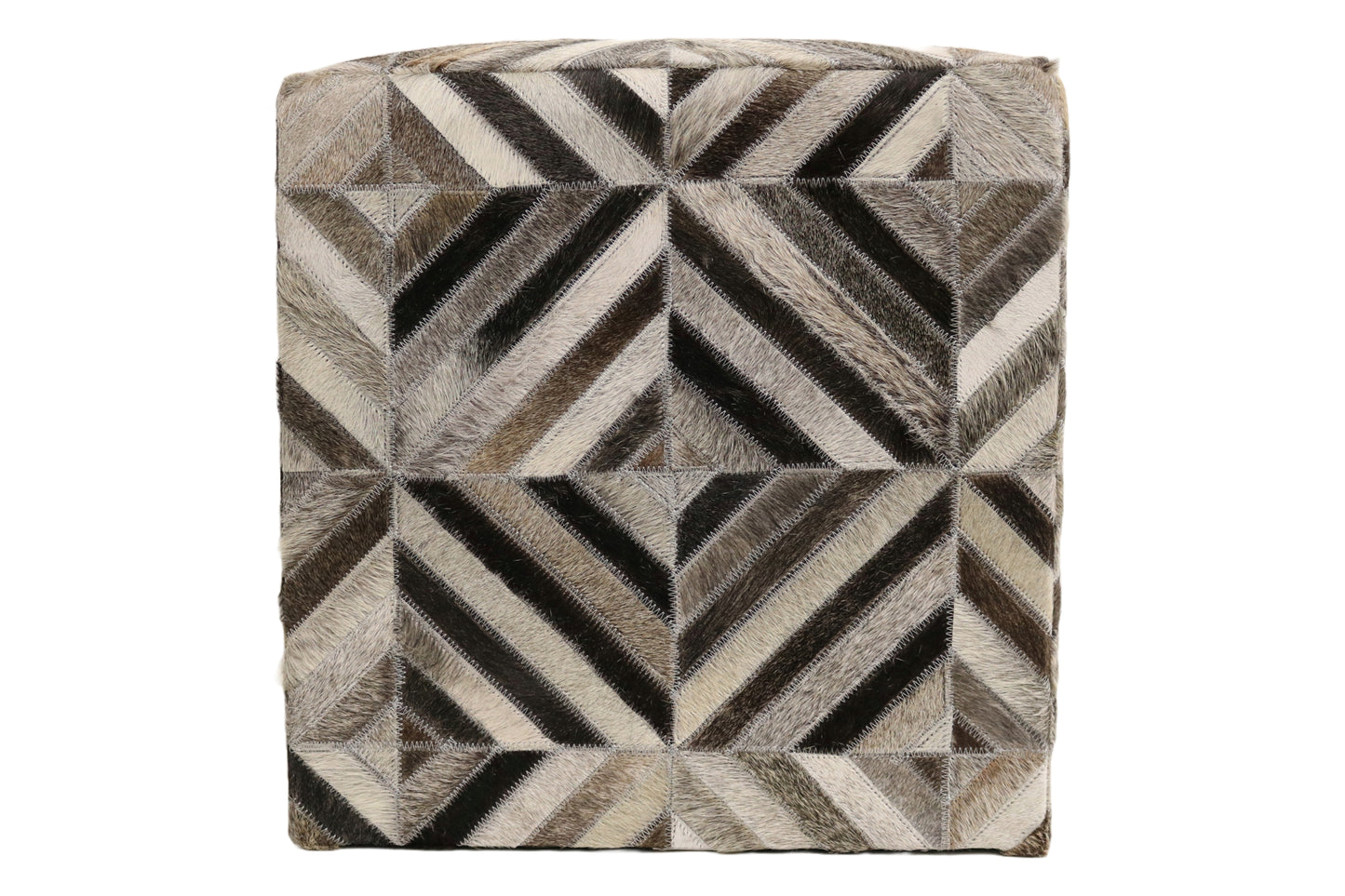 Almeria 100% Cowhide Leather Cube Pouf